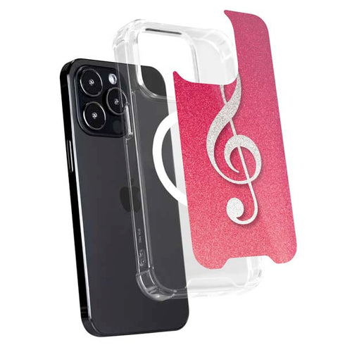Pink Glitter Music Note iPhone 16 Pro MagSafe Case