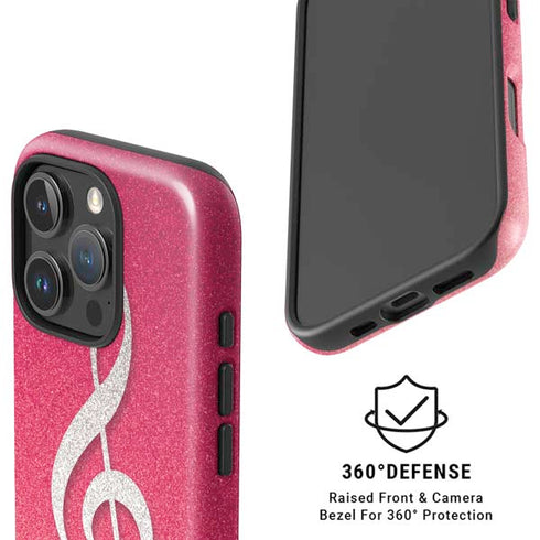 Pink Glitter Music Note iPhone 16 Pro Magsafe Impact Case