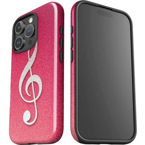 Pink Glitter Music Note iPhone 16 Pro Max Impact Case