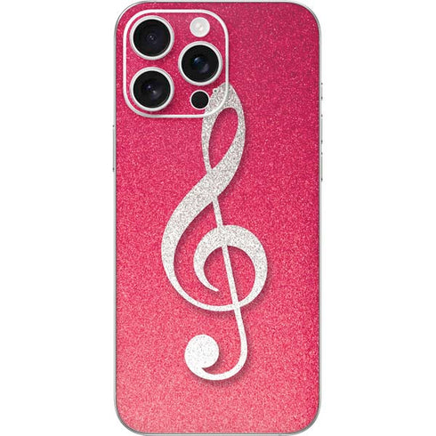 Pink Glitter Music Note iPhone 16 Pro Max Skin