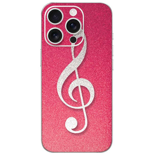 Pink Glitter Music Note iPhone 16 Pro Skin