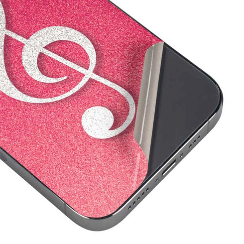 Pink Glitter Music Note iPhone 16 Pro Skin