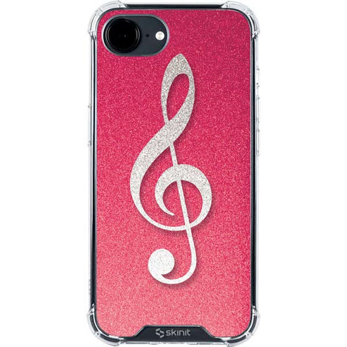 Pink Glitter Music Note iPhone 16e Clear Case