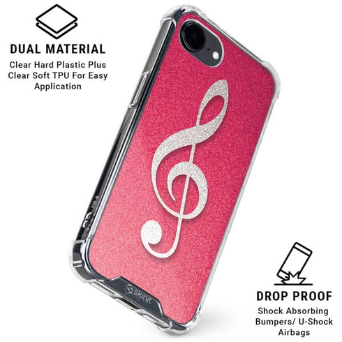 Pink Glitter Music Note iPhone 16e Clear Case