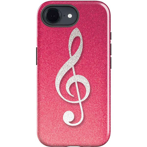 Pink Glitter Music Note iPhone 16e Impact Case