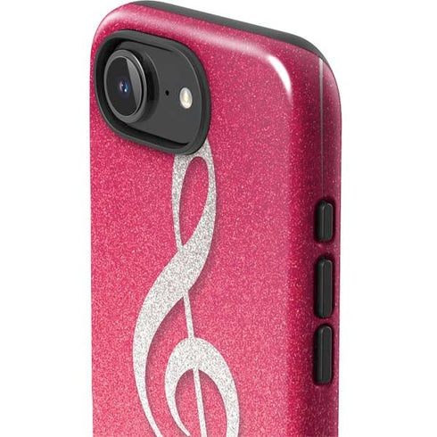 Pink Glitter Music Note iPhone 16e Impact Case
