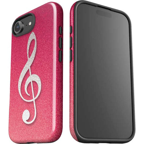 Pink Glitter Music Note iPhone 16e Impact Case