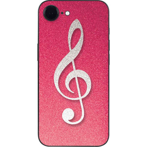Pink Glitter Music Note iPhone 16e Skin