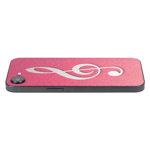Pink Glitter Music Note iPhone 16e Skin