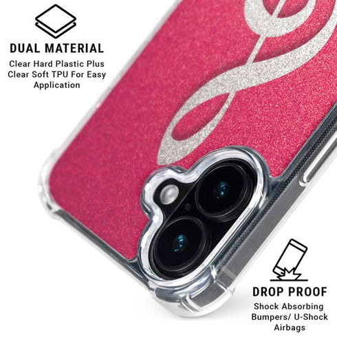 Pink Glitter Music Note iPhone 17 Clear Case