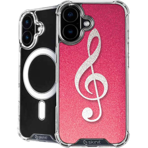 Pink Glitter Music Note iPhone 17 MagSafe Case
