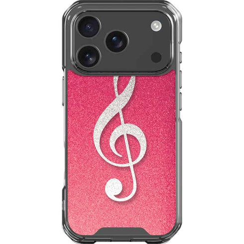 Pink Glitter Music Note iPhone 18 Pro Clear Case