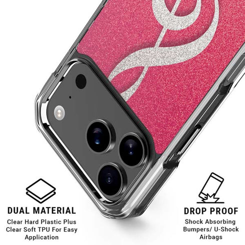 Pink Glitter Music Note iPhone 18 Pro Clear Case