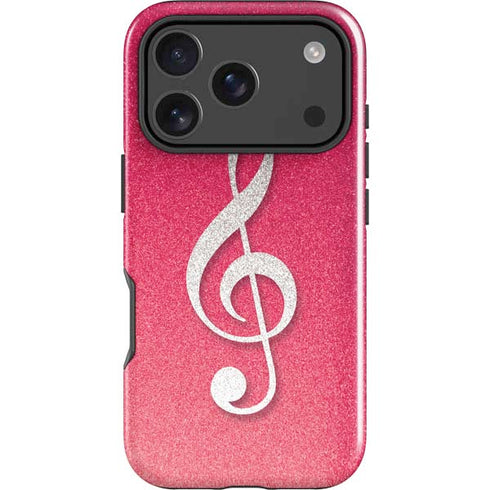Pink Glitter Music Note iPhone 18 Pro Max Impact Case