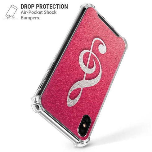 Pink Glitter Music Note iPhone X/XS Clear Case