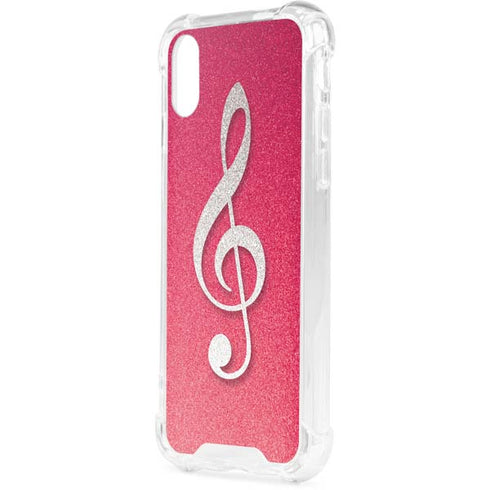 Pink Glitter Music Note iPhone XS Clear Case