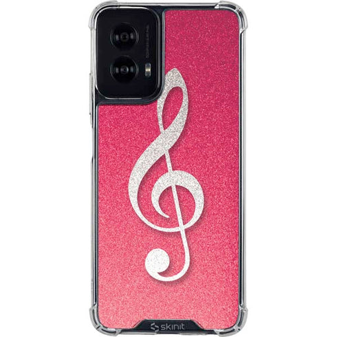 Pink Glitter Music Note Moto G Power 5G (2024) Clear Case