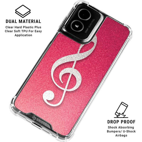 Pink Glitter Music Note Moto G Power 5G (2024) Clear Case