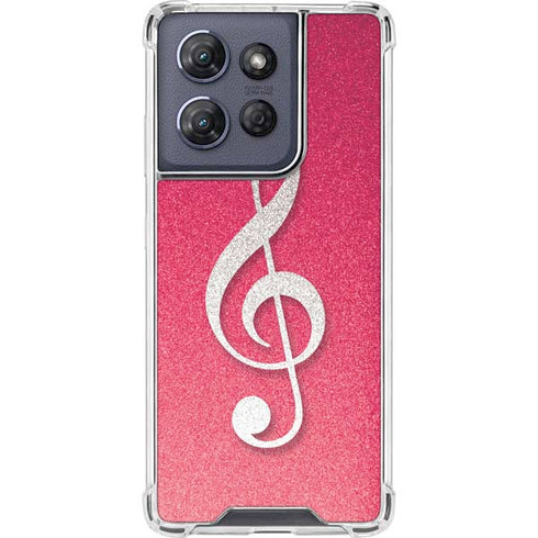 Pink Glitter Music Note Moto G Power 5G (2025) Clear Case