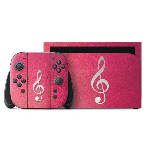 Pink Glitter Music Note Nintendo Switch 2 (2025) with Joy-Con Skin