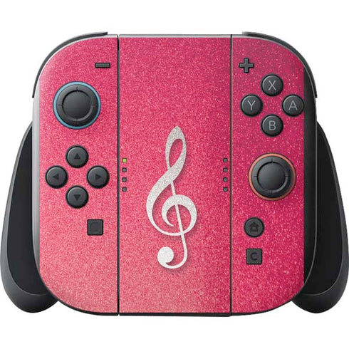 Pink Glitter Music Note Nintendo Switch 2 (2025) with Joy-Con Skin