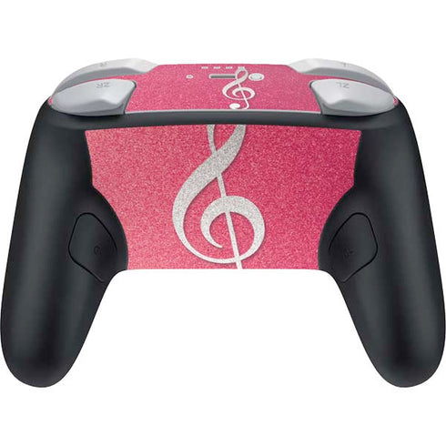 Pink Glitter Music Note Nintendo Switch 2 (2025) Pro Controller Skin