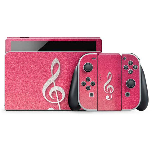 Pink Glitter Music Note Nintendo Skins