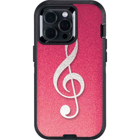 Pink Glitter Music Note Otterbox Defender iPhone Skin