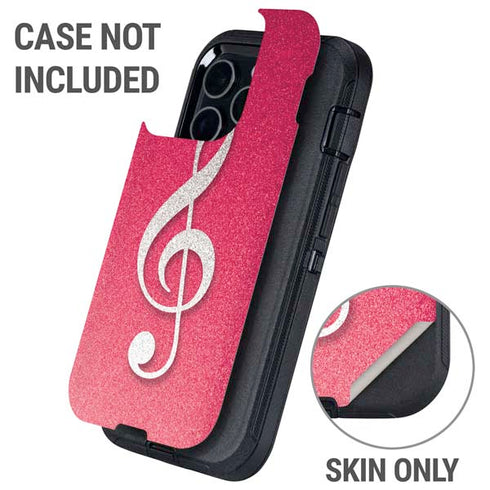 Pink Glitter Music Note Otterbox Defender iPhone Skin