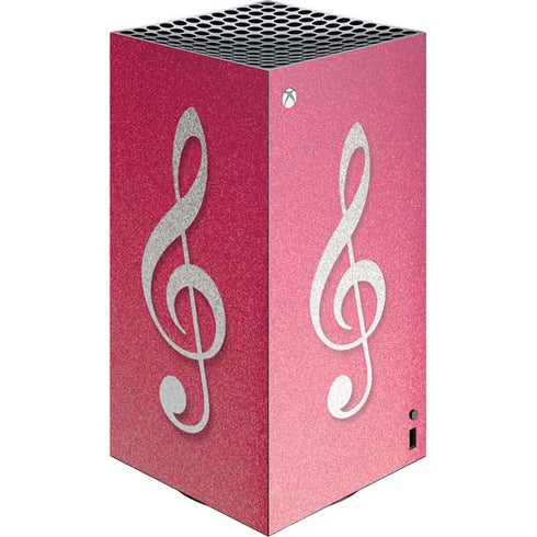 Pink Glitter Music Note XBox Series X Digital Edition Console Skin
