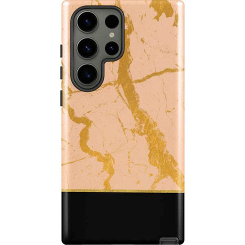 Pink Gold and Black Marble Galaxy S23 Ultra Pro Case
