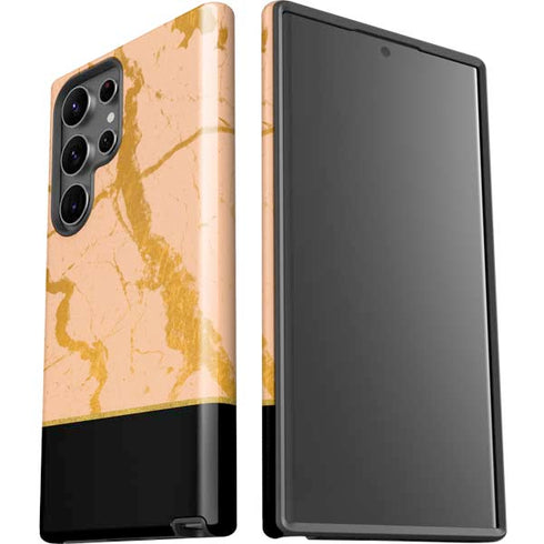 Pink Gold and Black Marble Galaxy S23 Ultra Pro Case