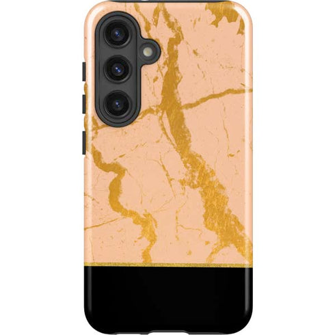 Pink Gold and Black Marble Galaxy S25 Impact Case
