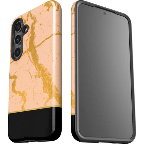 Pink Gold and Black Marble Galaxy S25 Impact Case