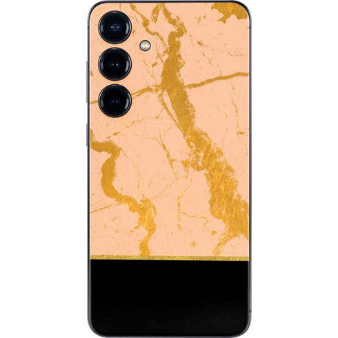 Pink Gold and Black Marble Galaxy S25 Plus Skin