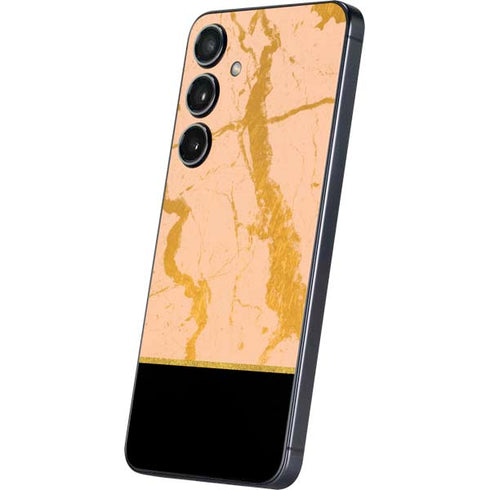 Pink Gold and Black Marble Galaxy S25 Plus Skin