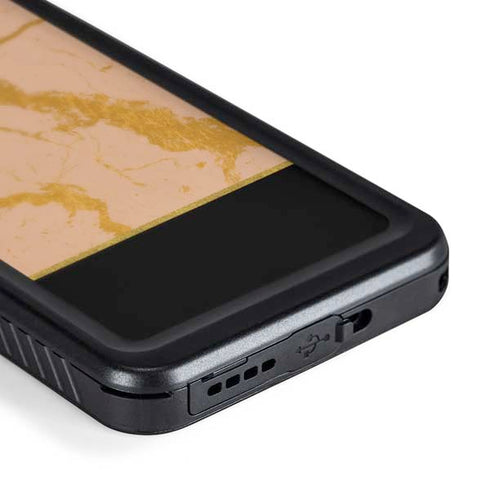 Pink Gold and Black Marble Galaxy S24 Plus Waterproof Case