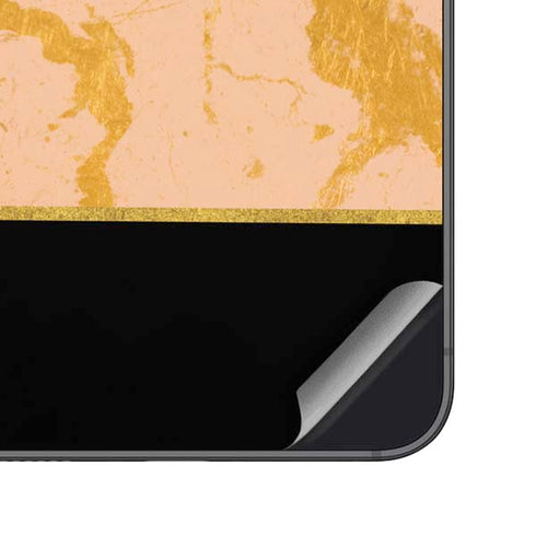 Pink Gold and Black Marble Galaxy S25 Skin