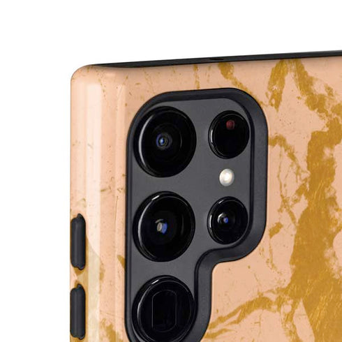 Pink Gold and Black Marble Galaxy S25 Ultra Impact Case