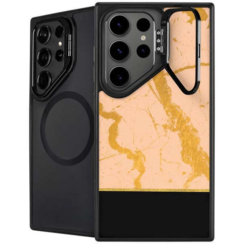 Pink Gold and Black Marble Galaxy S25 Ultra Kickstand Case
