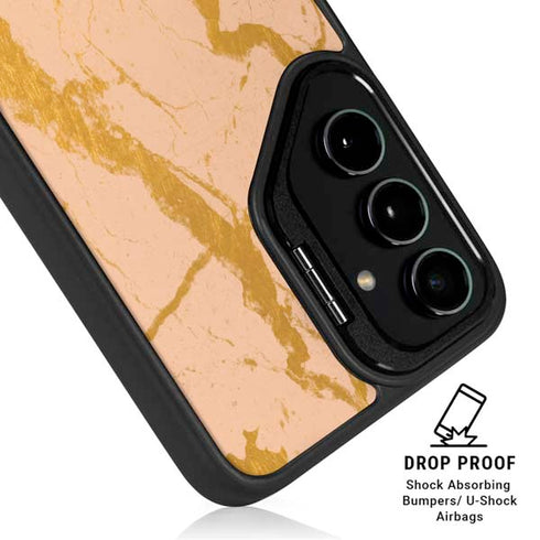 Pink Gold and Black Marble Galaxy S25 Ultra Kickstand Case