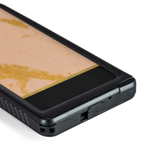 Pink Gold and Black Marble Galaxy S24 Ultra Waterproof Case