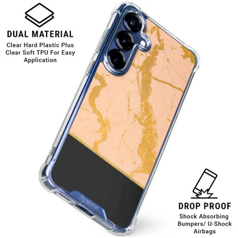 Pink Gold and Black Marble Galaxy S25 Clear Case