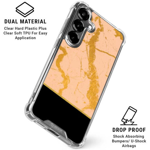 Pink Gold and Black Marble Galaxy S26 Clear Case