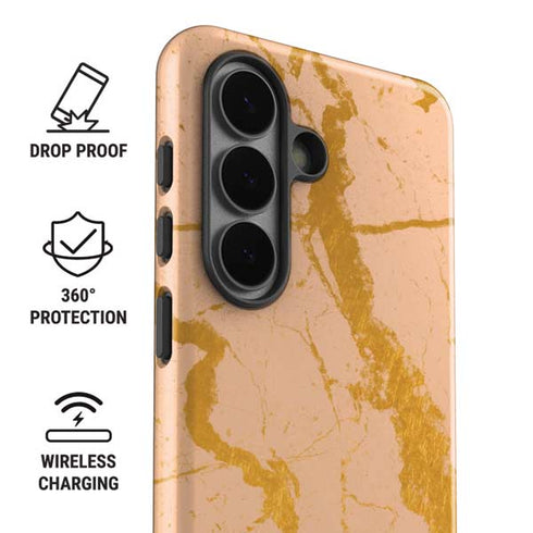 Pink Gold and Black Marble Galaxy S26 Impact Case