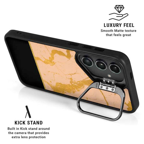 Pink Gold and Black Marble Galaxy S26 Kickstand Case