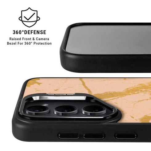 Pink Gold and Black Marble Galaxy S26 Kickstand Case