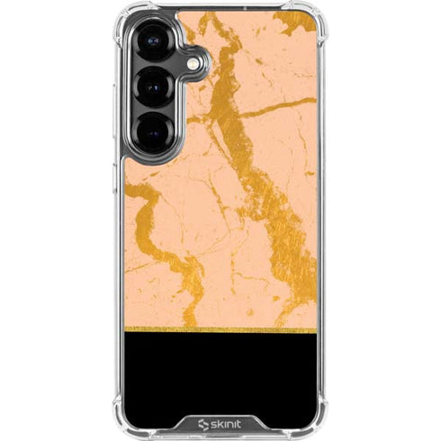 Pink Gold and Black Marble Galaxy S26 Plus Clear Case