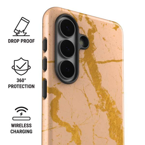 Pink Gold and Black Marble Galaxy S26 Plus Impact Case