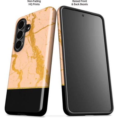 Pink Gold and Black Marble Galaxy S26 Plus Impact Case